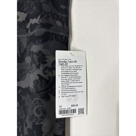 Lululemon Wunder Train High-Rise Tight 28" Lace Black Multi Size 10 NWT - Picture 5 of 5